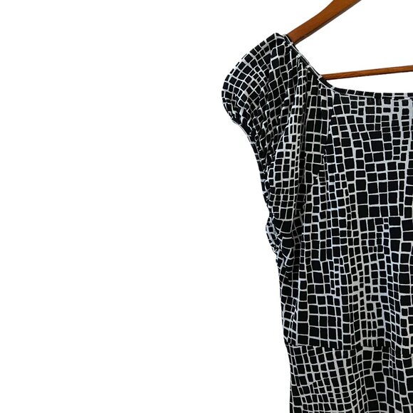 Kenneth Cole Reaction NEW Black & White Tribal Print Midi Dress Size L - Picture 9 of 15